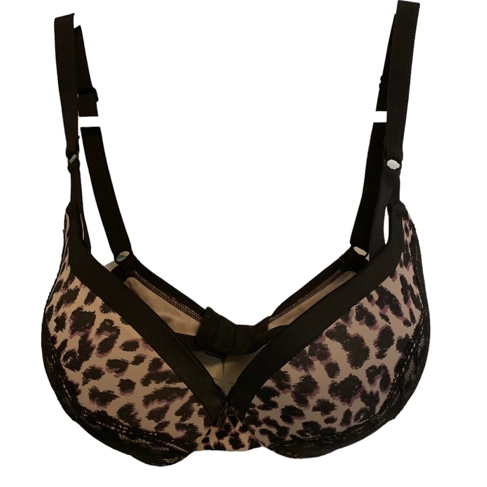 Maidenform Push Up & In Underwire Pushup Bra 34D in Leopard Print with lace